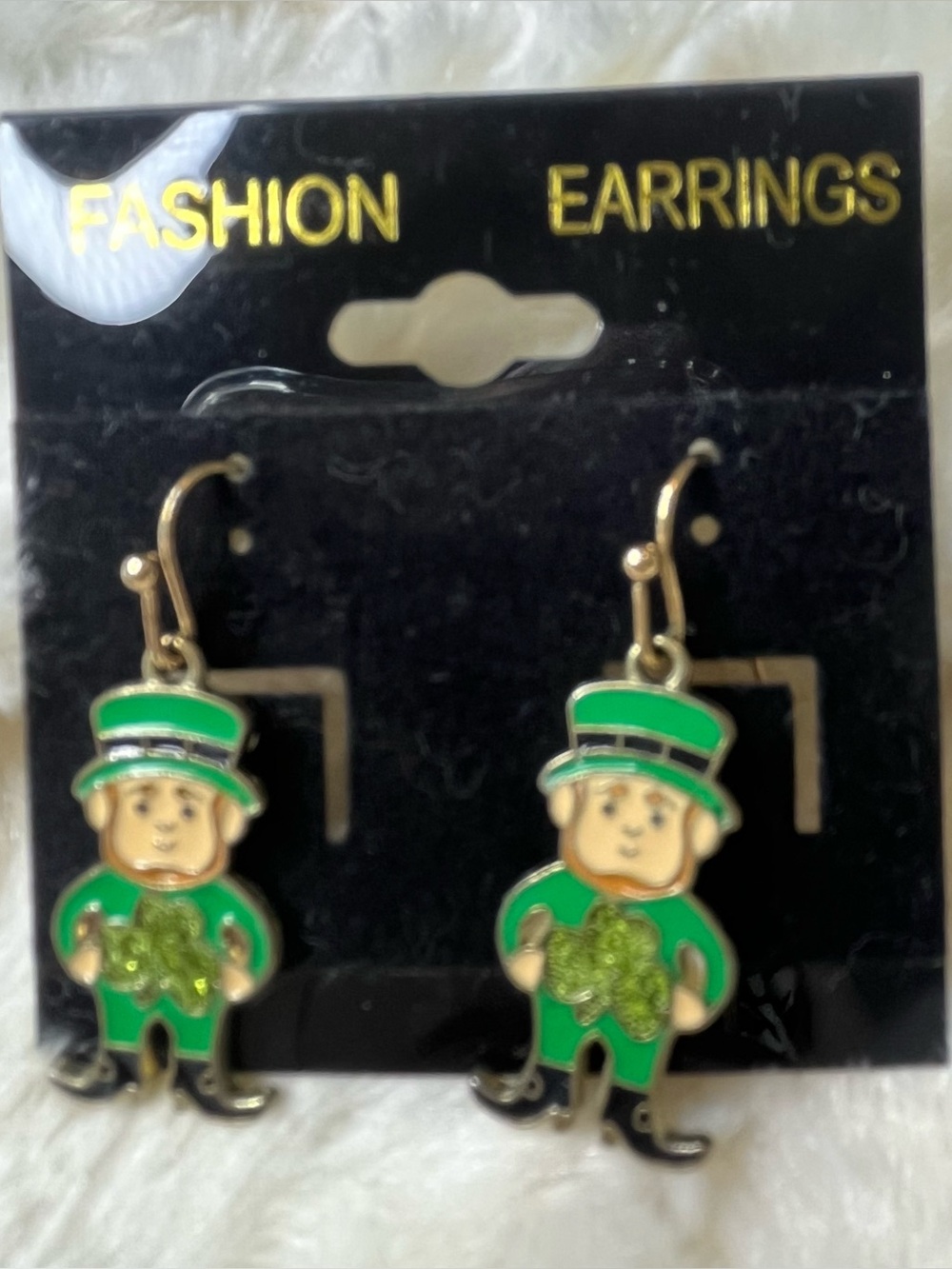 St Patrick’s Day Leprechaun Earrings Nickel Free New
